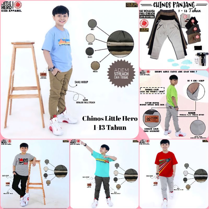 Celana Chino Chinos Panjang Anak Laki Laki Cowok Kids Junior Jumbo Tanggung Remaja Little Hero Usia 1 2 3 4 5 6 7 8 9 10 11 12 13 Tahun