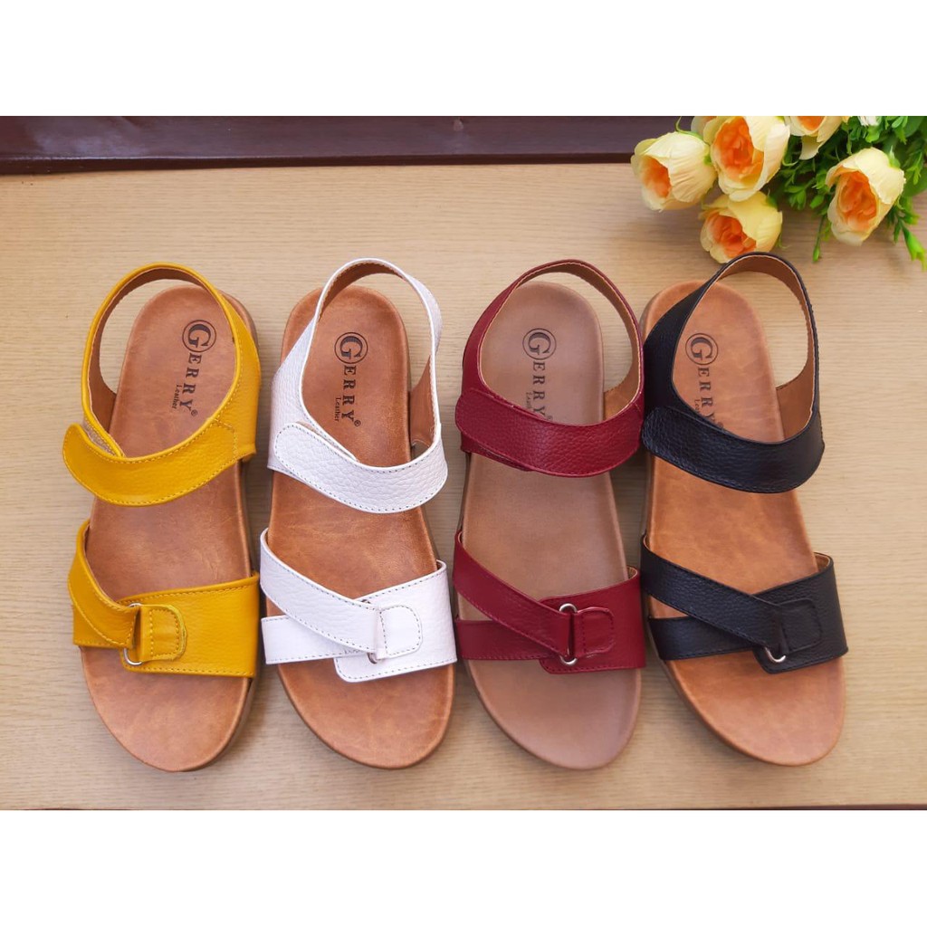  Sandal  Wanita  Slop  Kulit Terbaru  Model Tali Sole Premium 