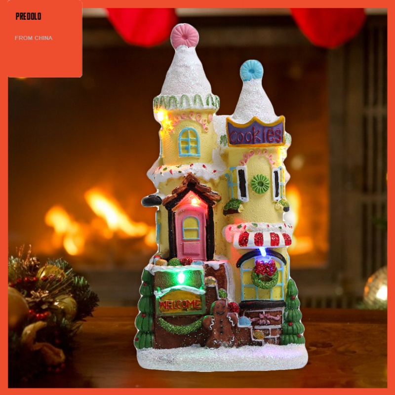 [In Stock] Resin Christmas Snow House Artificial Tree Xmas Village for Home Decoration A