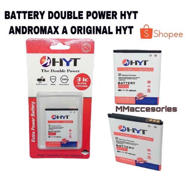 BATTERY BATERAI DOUBLE POWER ANDROMAX A ORIGINAL HYT