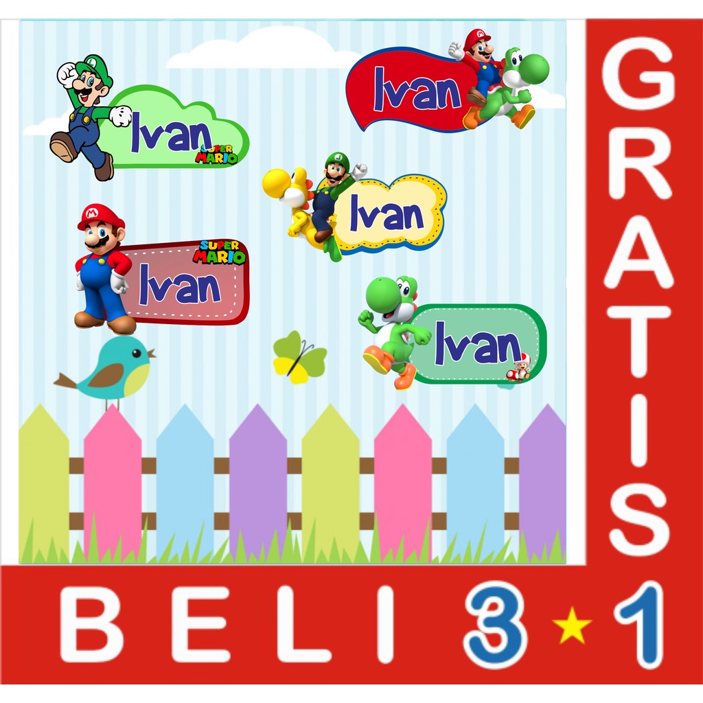 

LABEL NAMA CUTE MARIO BROSS
