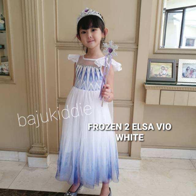 FROZEN 2 ELSA VIO WHITE / DRESS PRINCESS ANAK PEREMPUAN IMPORT / BAJU PESTA PUTIH