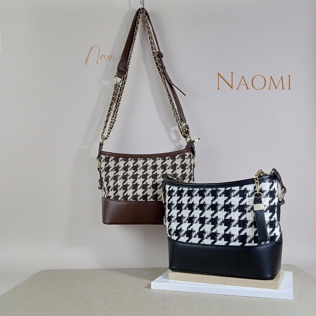 NAOMI - Laurel Sling Bag Import Premium - Tas Selempang Rantai Wanita - Tas Kulit Sintetis Tebal Motif Cantik - Tas Hangout - Tas Wanita - Tas Naomi - Naomi Bag - women bag