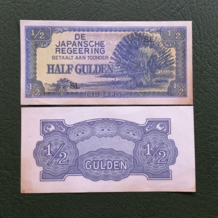 Uang kuno kertas half gulden De Japansche regeering