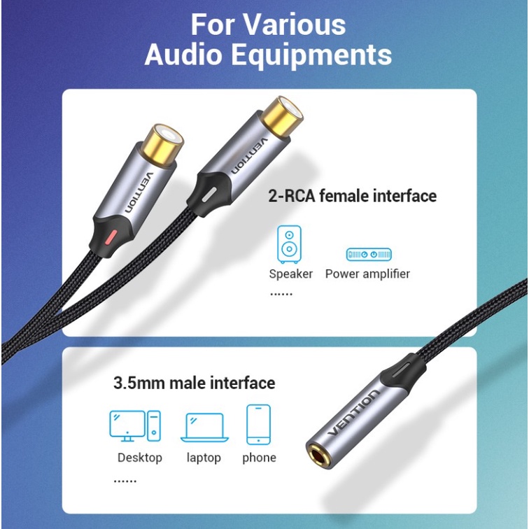 Vention Kabel Audio Female Aux 3.5mm to 2-RCA Female Stereo Jack