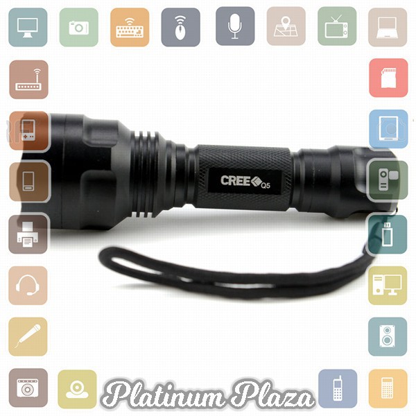 TaffLED Senter LED Flashlight Waterproof Cree Q5 3800 Lumens - C8 - Black`7KIF9M-