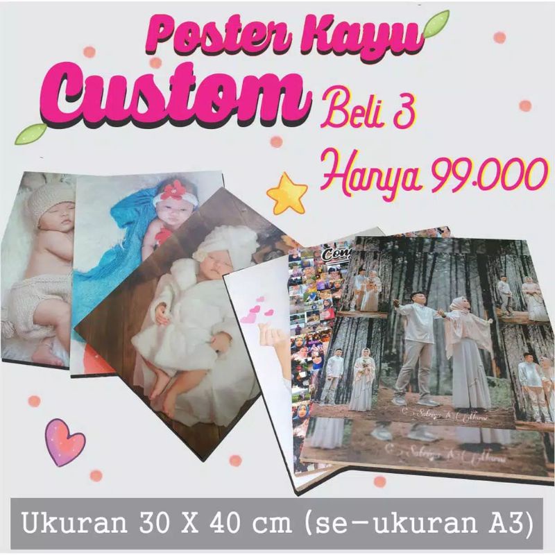 CUSTOM Poster Kayu Walldecor Hiasan Dinding Foto/KPOP/JPOP/Anime ukuran 30x40