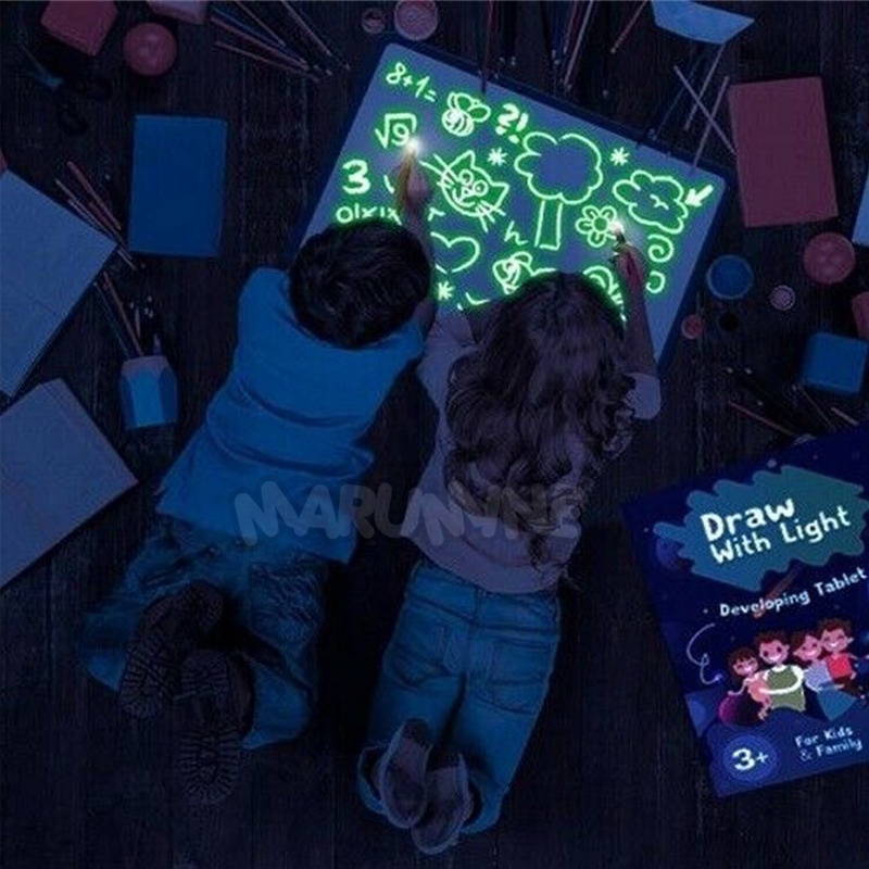 Mainan Edukasi Papan Menggambar Ajaib Magic Luminous Drawing A4 - Mainan anak perempuan dan laki laki - Papan tulis anak - Papan tulis anak bisa dihapus - Mainan edukasi tablet - Drawing tablet anak - Tablet belajar anak - Tablet gambar murah - Tablet