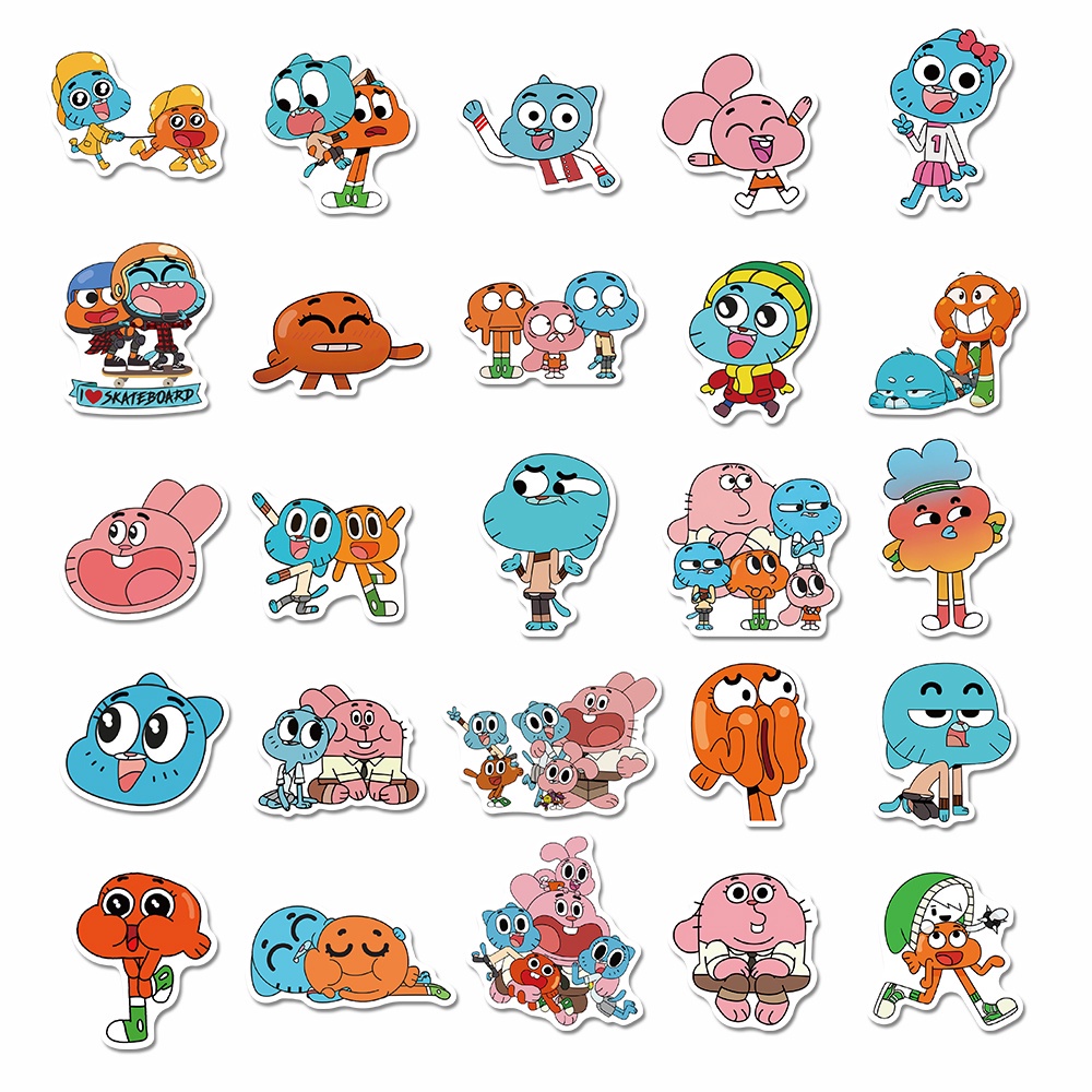 50pcs Stiker Desain Kartun The Amazing World Of Gumball Anti Air Untuk Dekorasi Laptop / Gitar