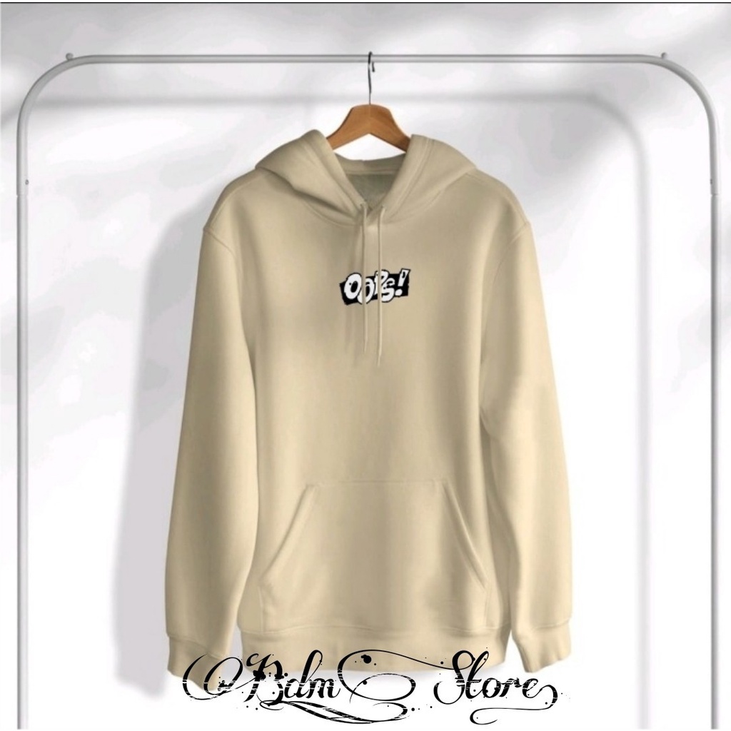 Jaket Pria Wanita COD Warna Cream Sablon Terbaru Bahan Cutton Fleece Original Basic Quality Kota Bandung