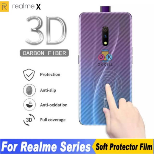 REALME X Back Skin Carbon 3D - Garskin Karbon Fiber Realme X Sticker Anti Gores Belakang Premium