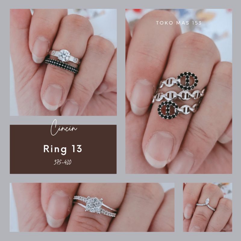 WAJIB TANYA STOK Realpic Cincin Emas Putih Asli Kadar 375 - 420 | Ring 13