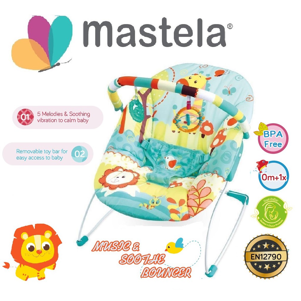 MASTELA Baby Bouncer 1 Recline BLUE- GIRAFFE - 6703-7