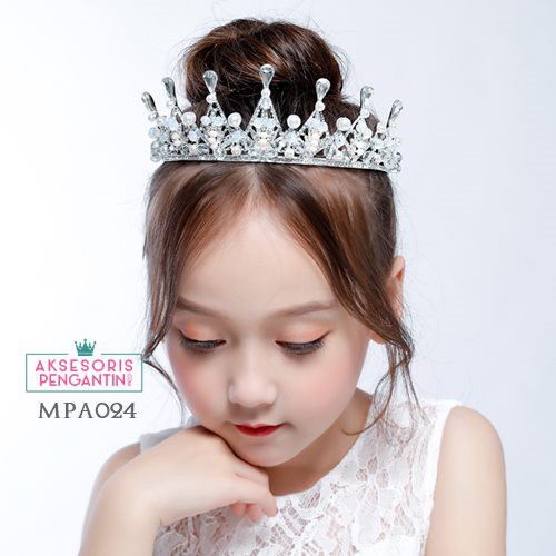 Aksesoris Mahkota Crystal Anak l Crown Mutiara Pesta Putri- MPA024