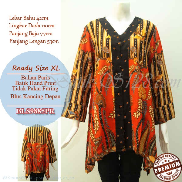 Baju Batik Wanita Atasan Blouse Bahan Paris-BLS9885PR Size XL