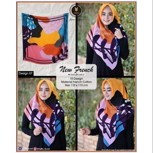 Hijab Segi Empat Motif Yeffa New French New Motif