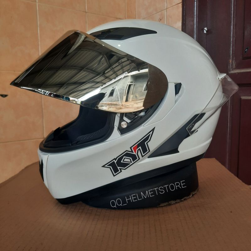 HELM KYT FALCON FR WHITE PAKET GANTENG