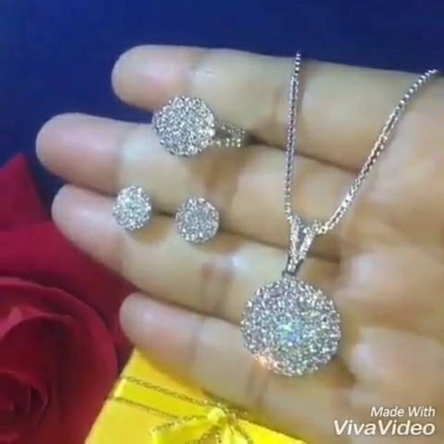 Set Perhiasan Swarovski Wanita Set Perhiasan Berlian Wanita Set Perhiasan Silver Perak Perhiasan Ema