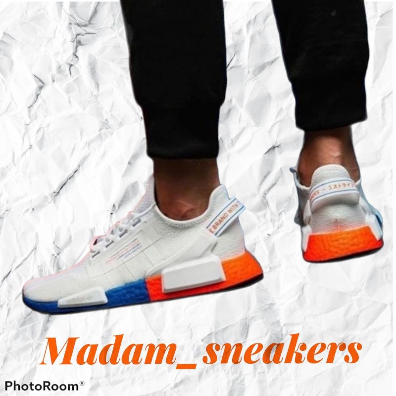 Sepatu Adidas Nmd r1 V2 Coud White Glow Blue