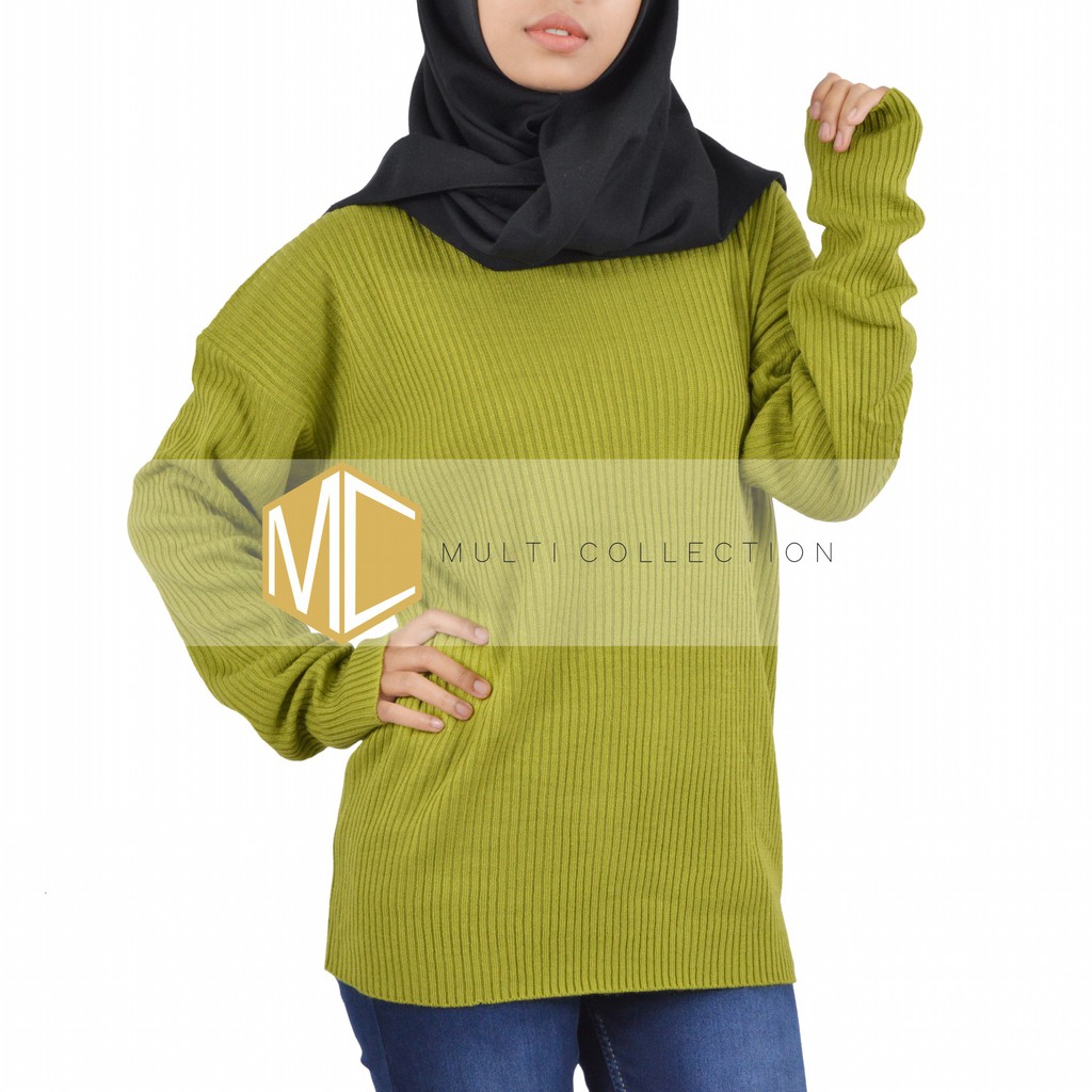 BOXY ABG PREMIUM - Baju Rajut Korea - Sweater Rajut Wanita - boxy sweater - sweater oversize - Rajut-AVOCADO