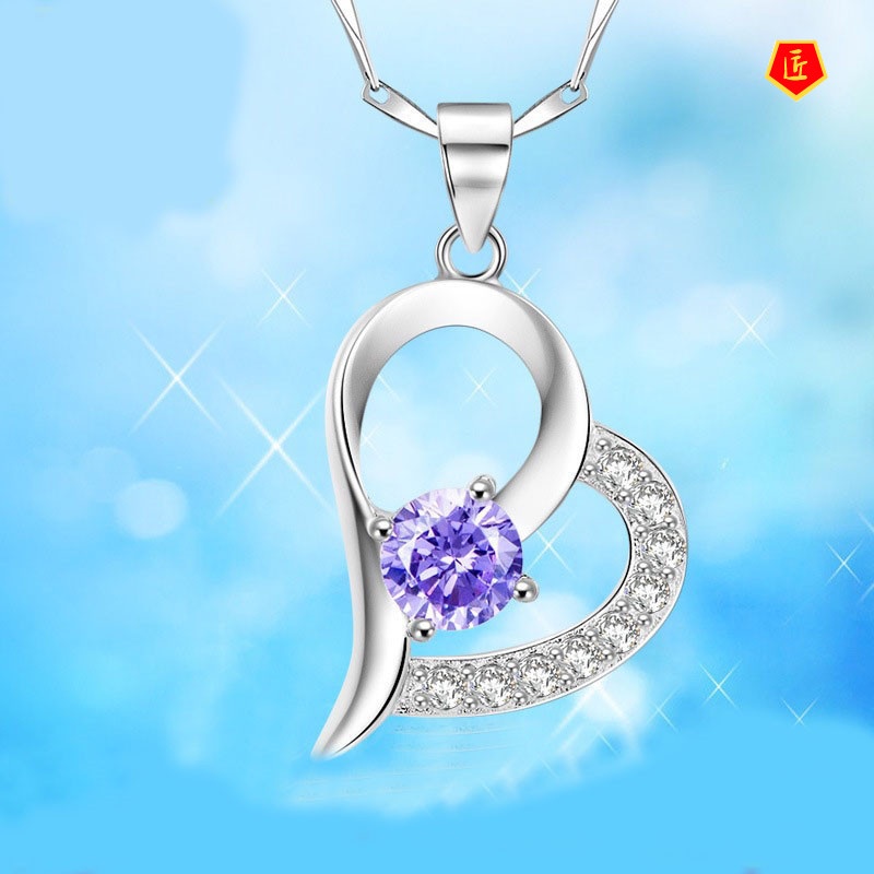 [Ready Stock]Silver Plated Necklace Female Pendant Heart-Shaped Short Accessories Korean Valentine's Day Gift