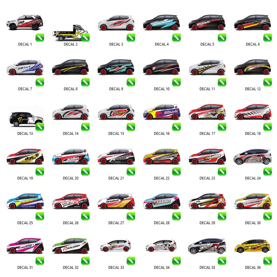 400+ Stiker Decal Mobil Cuting Striping Include Desain - Coreldraw