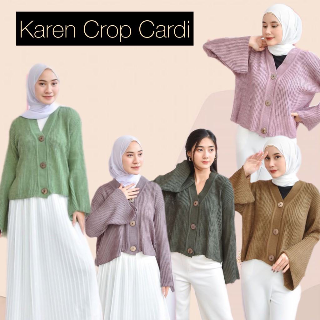 Karen crop cardigan rajut atasan wanita