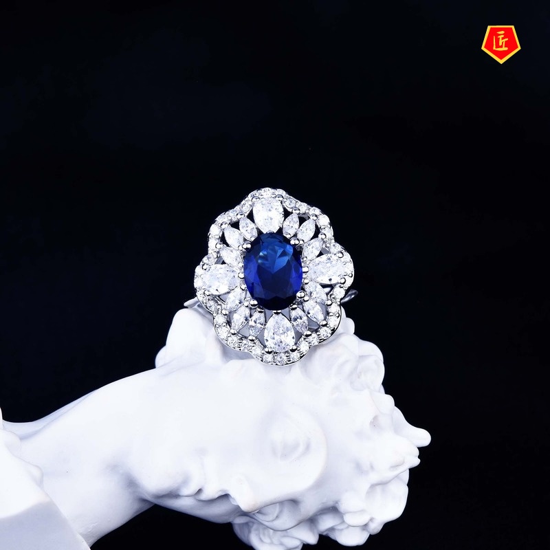 [Ready Stock]Elegant Luxury Natural Sapphire Ring