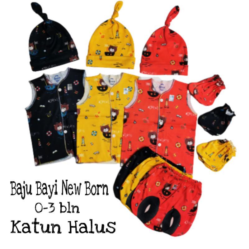 BAJU BAYI NEWBORN KUTUNG PENDEK PANJANG ISI 3PCS / BAJU BAYI UNISEX NASUKA HALUS