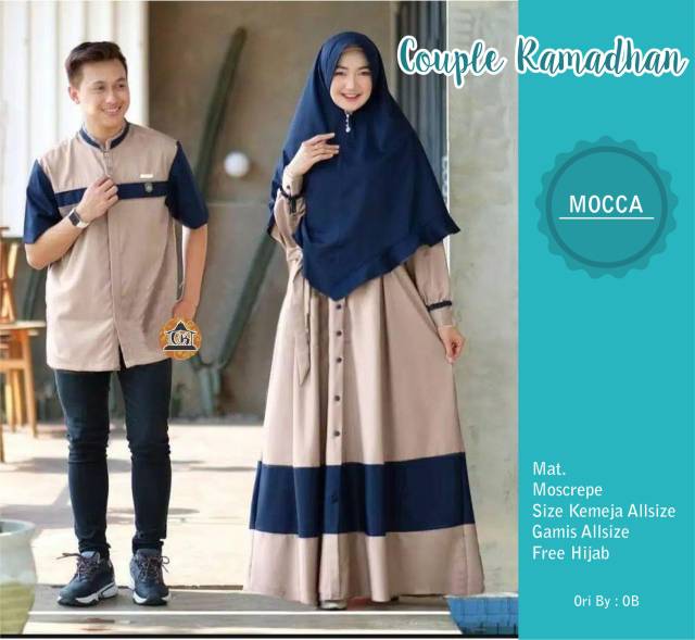 CP NAILA COUPLE MOSCREPE BAJU COUPLE GAMIS RAMADHAN 2021