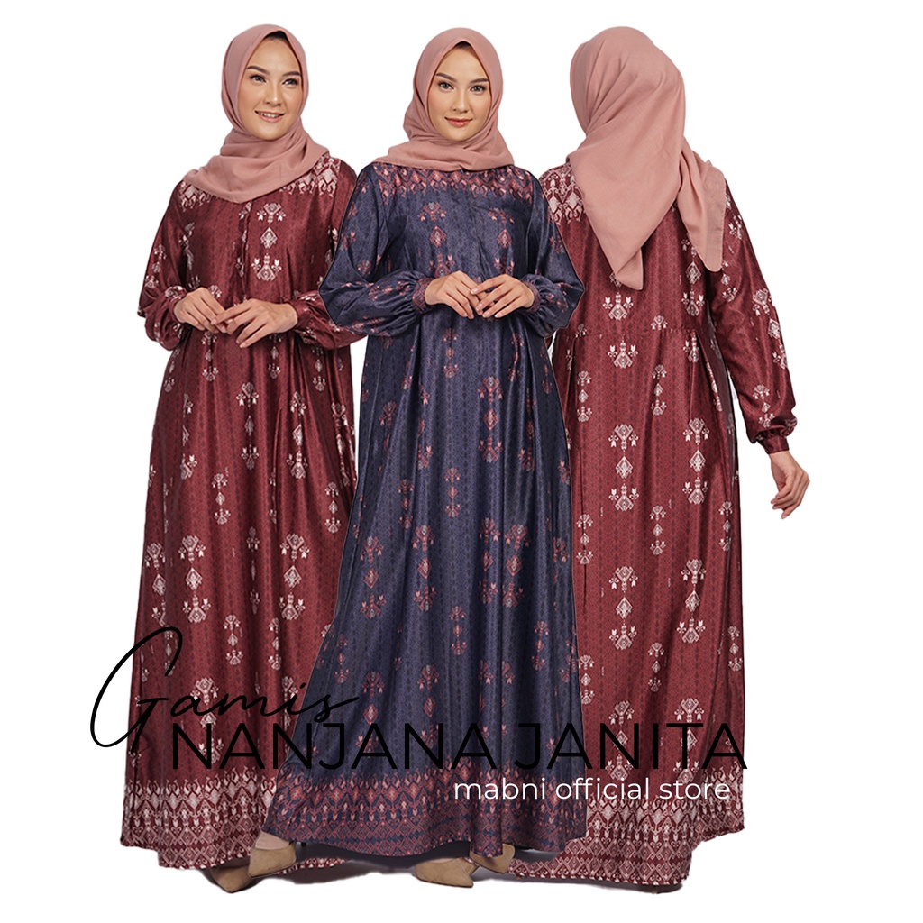 GAMIS MOTIF TERBARU ELZATTA KOLEKSI LEBARAN 2022 (GAMIS NANJANA JANITA)