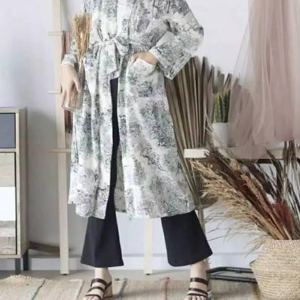 Terbaru.. ( COD ) Outer | Long Cardigan Abstrak Nuela Real Pic