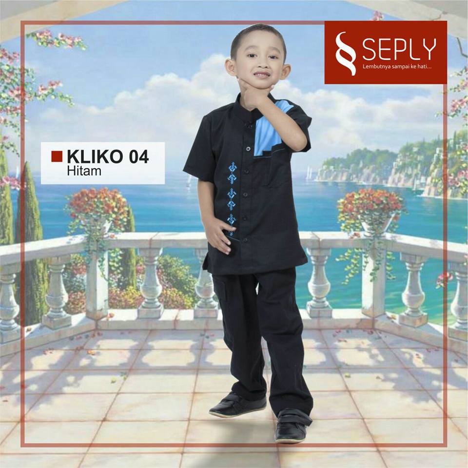 SEPLY | SETELAN BAJU KOKO ANAK KLIKO 04 HITAM D20P