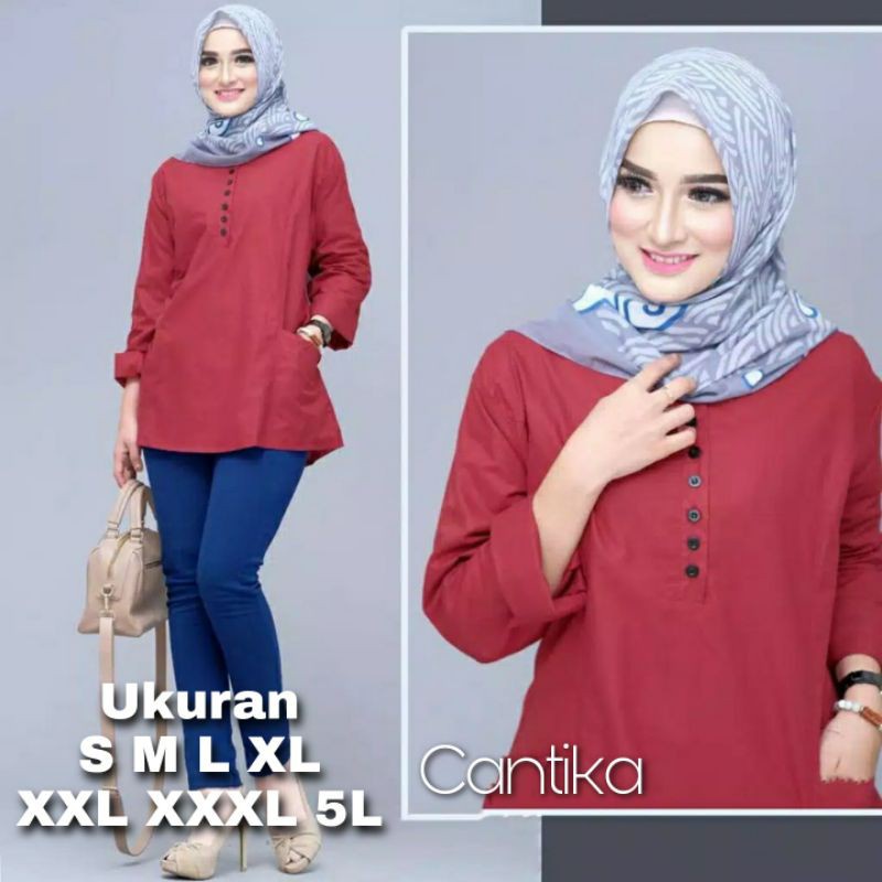 Cantika Blouse Atasan Big Size Ukuran Size S M L XL 2XL 3XL 4XL XXL XXXL  XXXXL 2L 3L 4L 5L  Atasan Blouse Wanita Jumbo Atasan Big Size Kemeja Kerja Korea Over Size