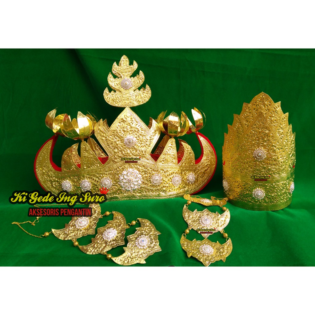 Satu Set Lengkap Mahkota Siger Pengantin Lampung Pepadun Gold/ Sunting Palembang Jambi Riau Padang