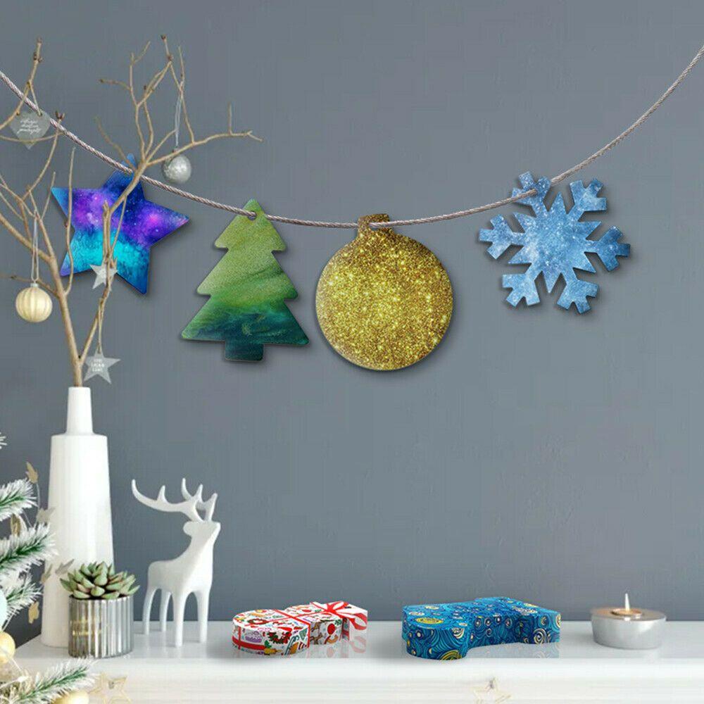 Solighter Cetakan Natal DIY Kerajinan Resin Casting Cairan Seni Snowflake Snowman