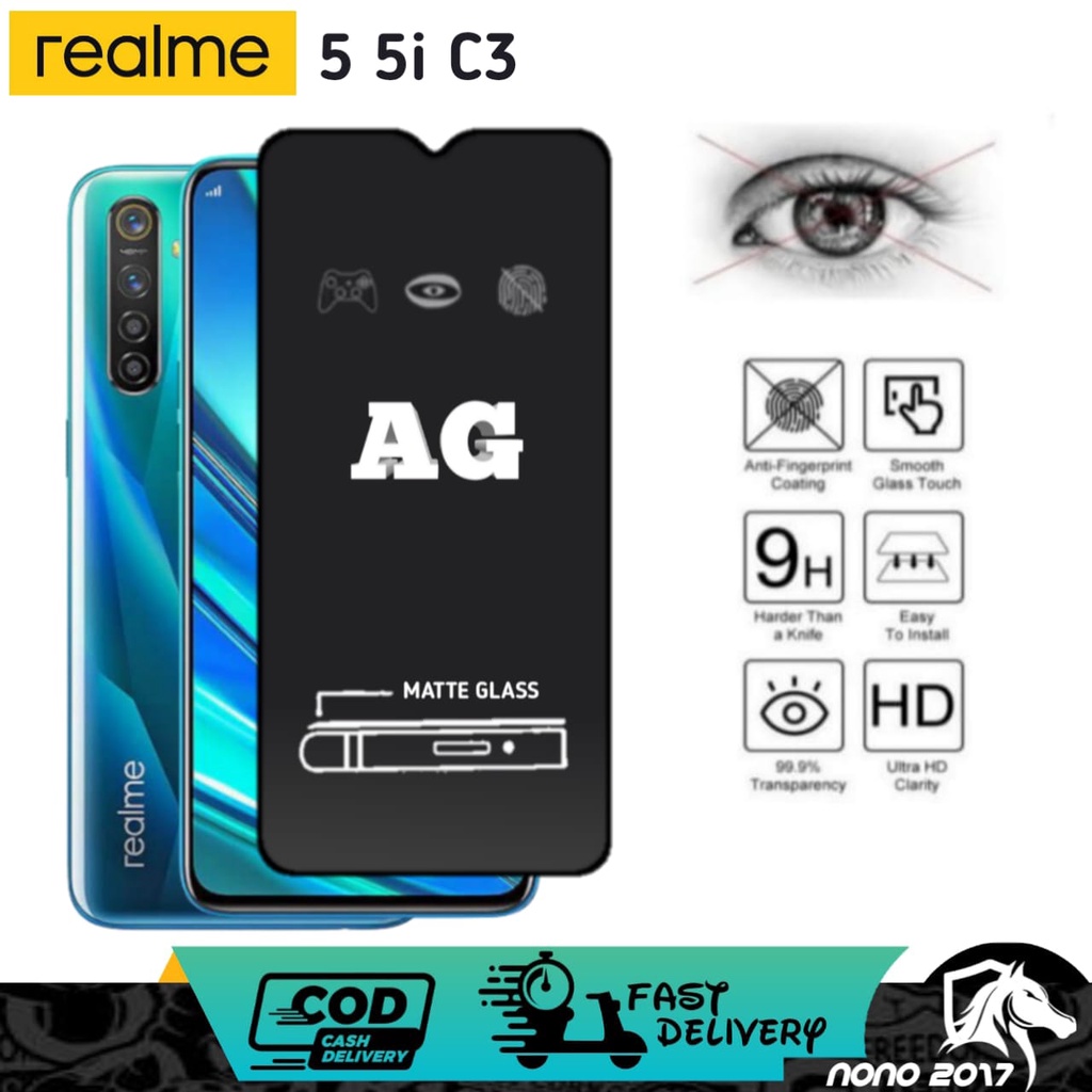 TEMPERED GLASS KACA AG MATTE  REALME 5 5i 6i C3 6 6 PRO 5 PRO TEMPERED AG MATTE ANTI SPY