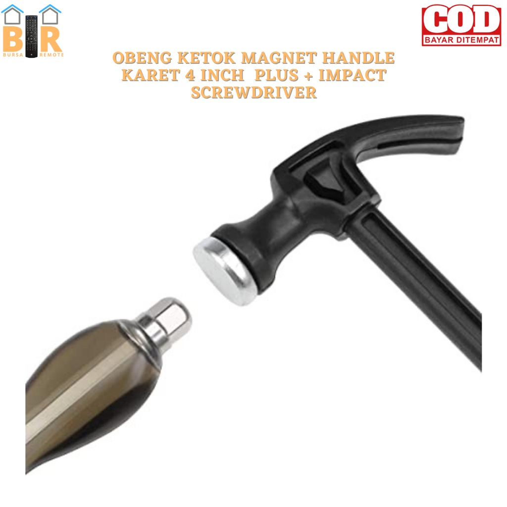 Obeng Ketok MAGNET HANDLE KARET 4inch  PLUSminus IMPACT SCREWDRIVER