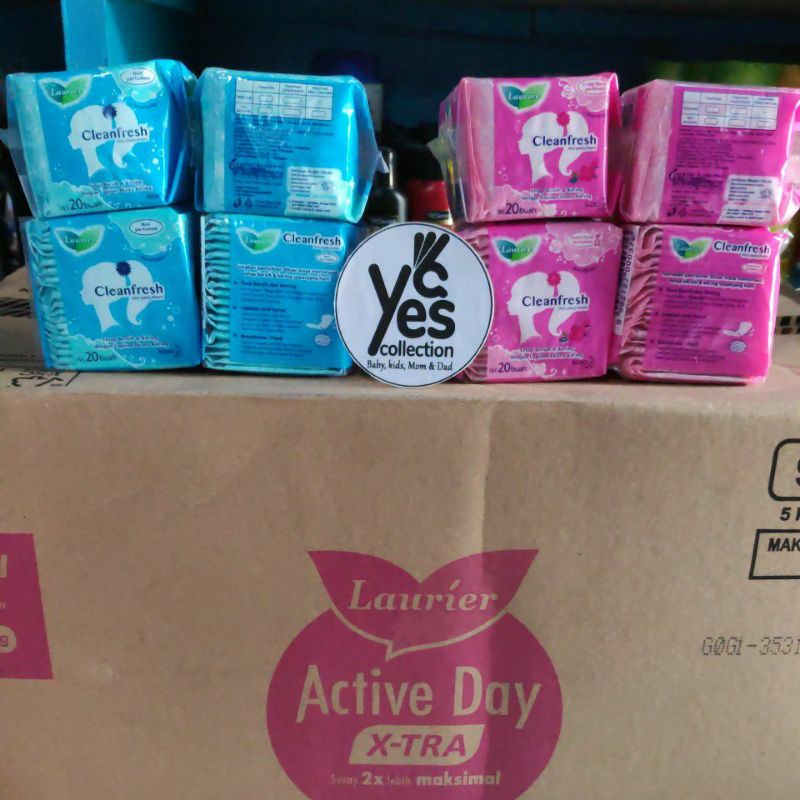 Panty liner Laurier 1 Pak 20 buah Pantyliner Pembalut Kecil Wanita Keputihan Biru Non Parfume Pink F