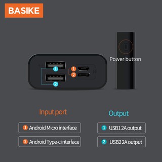 Power Bank Murah Mini PowerBank Dual USB LED BASIKE 10000