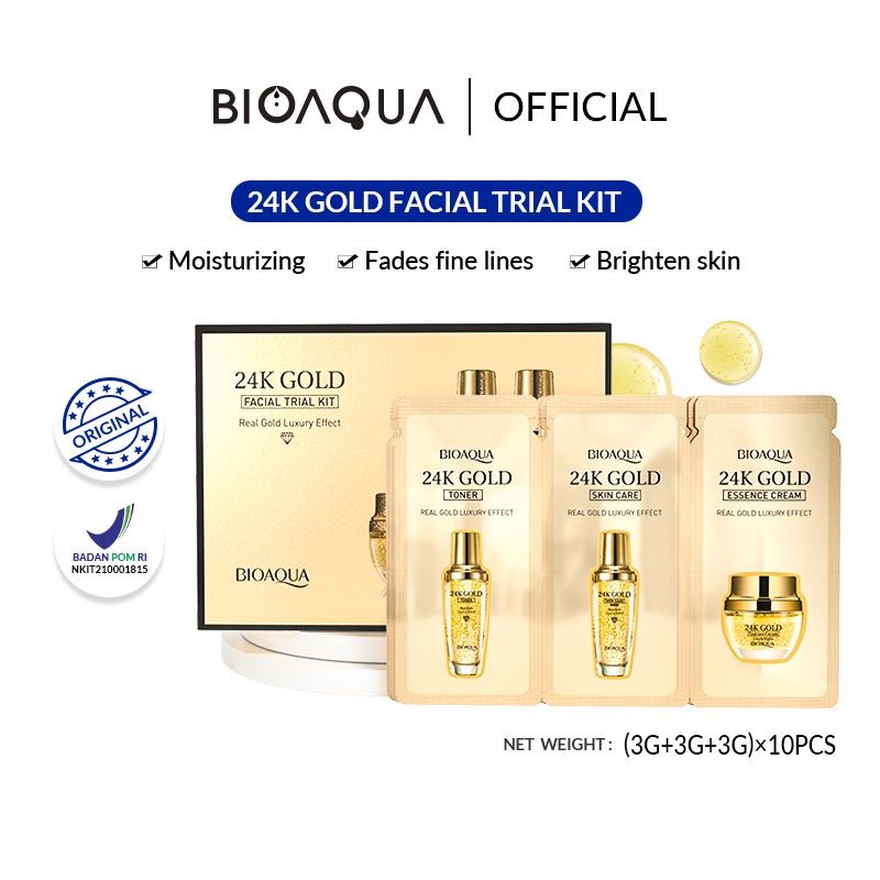 [HSM_KOSMETIK_PALU] BIOAQUA 24K GOLD FACIAL TRIAL KIT