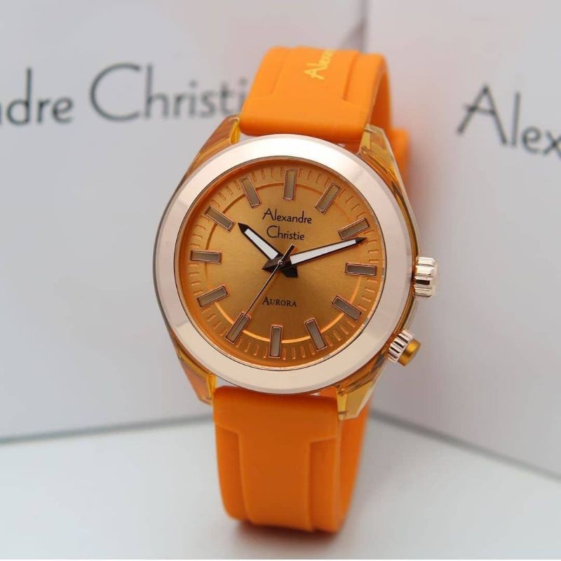 Jam Tangan Alexandre Christie AC2928LH Orange / Rose Gold Original
