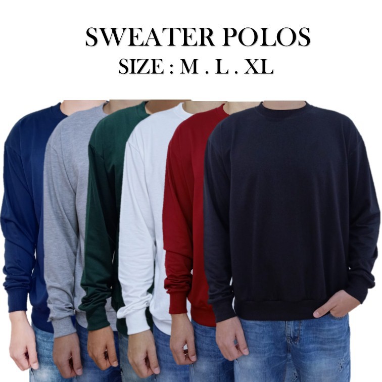 BASIC SWEATER / CREWNECK / SWEATER POLOS PRIA &amp; WANITA