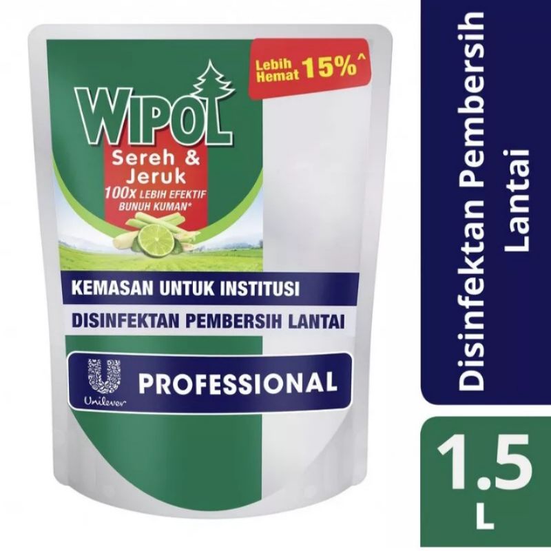 WIPOL Pembersil Lantai 1,5Liter Ekstra Sereh Dan Jeruk Professional