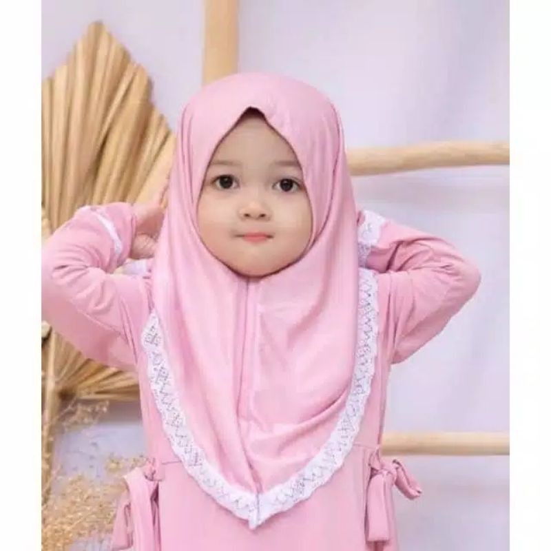 Jilbab Anisa Renda Anak bayi Instan 0-3 Tahun Bahan Lembut Adem | Hijab baby sekolah Tk newborn lucu Premium kekinian | Kerudung Perempuan Sd Terbaru 6-12 Bulan