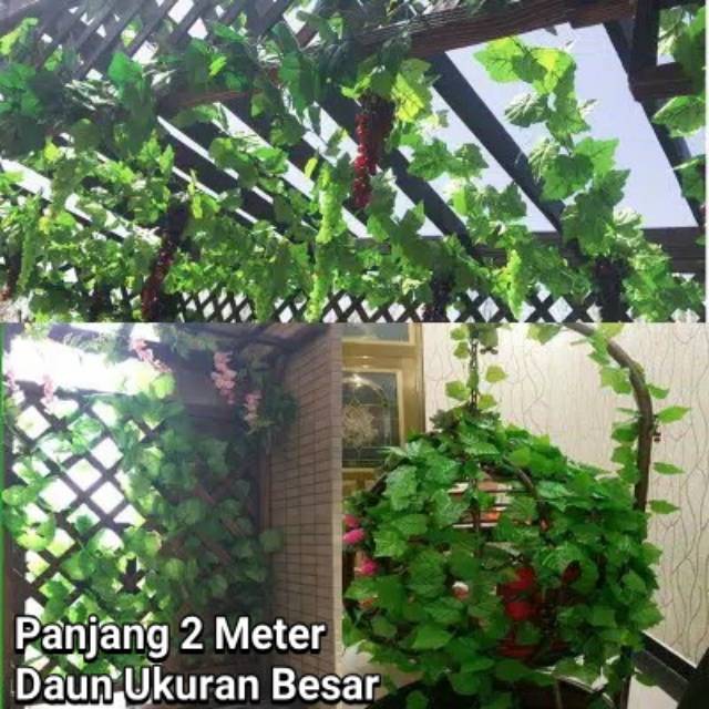 2meter Daun Rambat Jumbo Tanaman Artficial Hias Sulur Palsu Plastik Dekorasi Teras Taman Rumah Shopee Indonesia