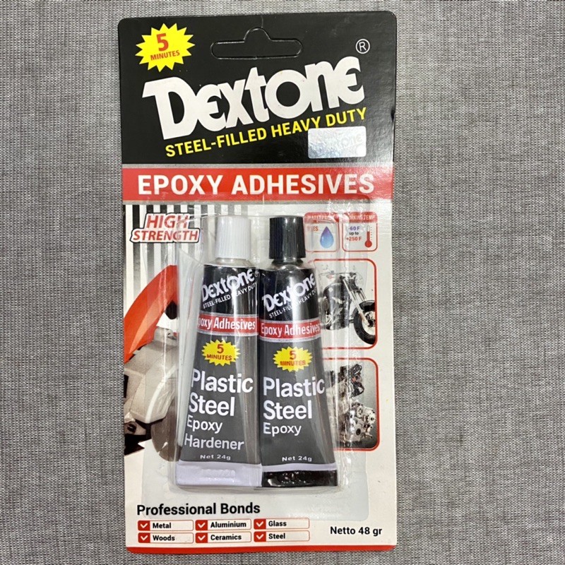 Decxtome Plastic Steel 5 Menit Epoxy Adhesives 48 GR/ LEM HANDSOME / Dextone Lem Besi Epoxy Plastik Steel 5 Menit