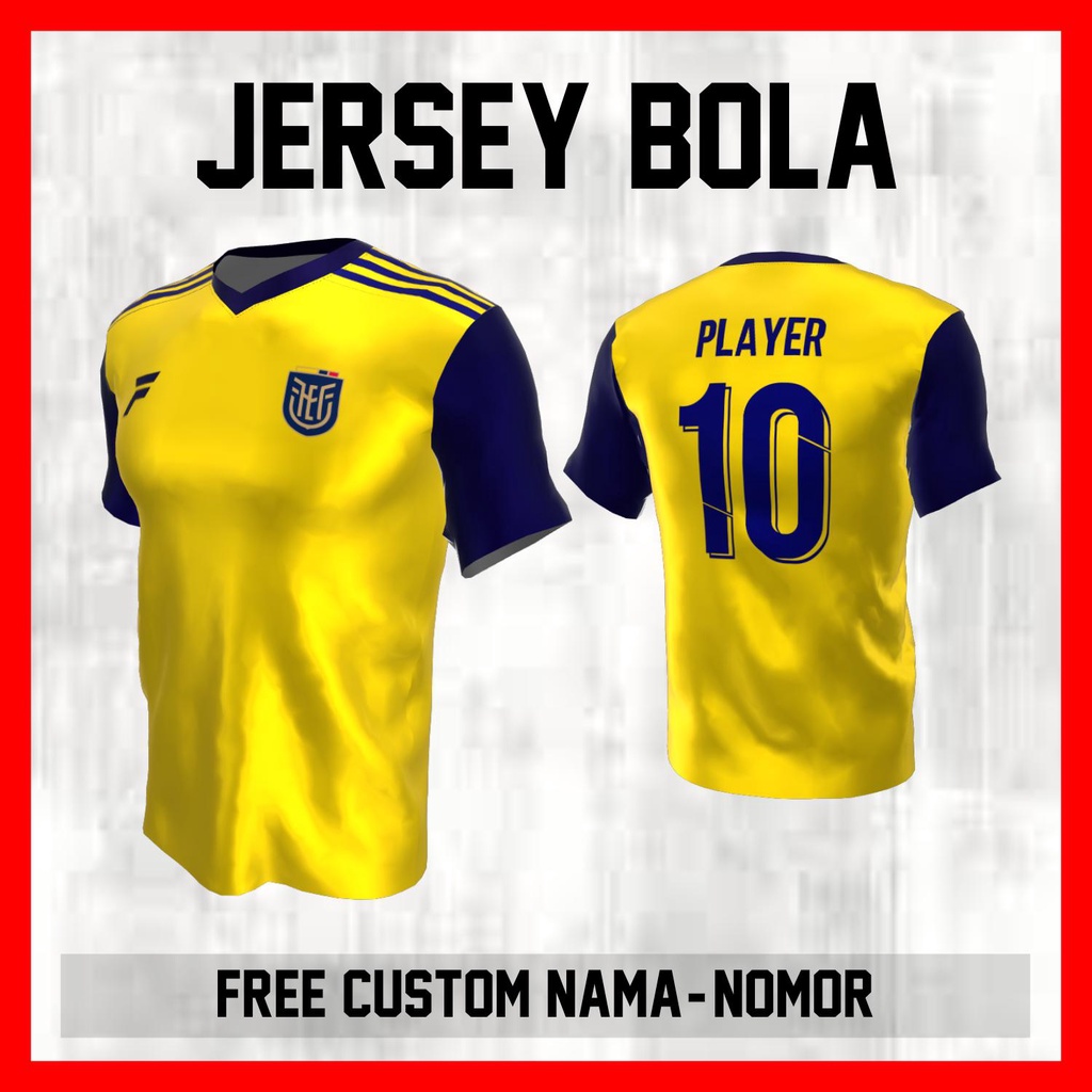 Kaos Bola Jersey Ekuador Timnas Negara Garis Bahu Baju Custom Nama dan Nomor Punggung - 76 Jersey Se