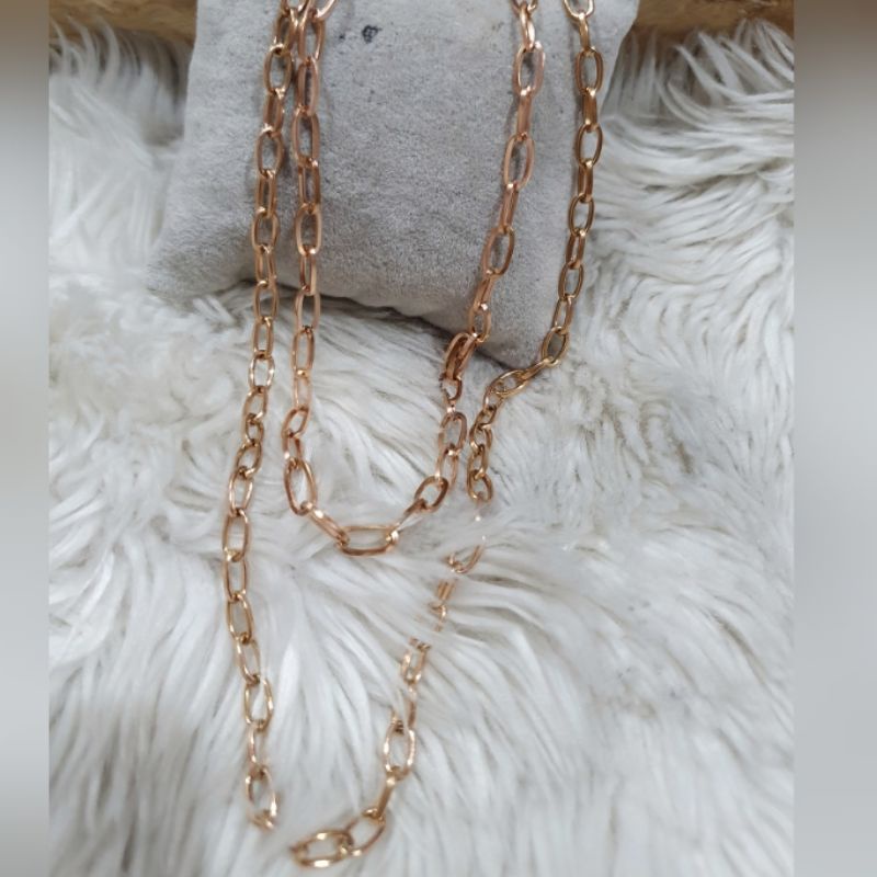 Kalung Titanium Asli Rantai Gold Stainless steel Ori Anti karat Necklace Branded Band TN-051