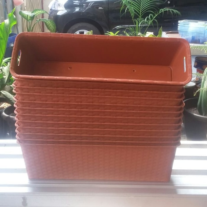 POT TANAMAN PANJANG 60CM - CJP POT BUNGA PANJANG 60 CM MERAH BATA
